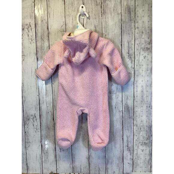 Chickpea Infant Pink Rabbit Sherpa Footie Onesie 3–6 Months - Picture 2 of 3
